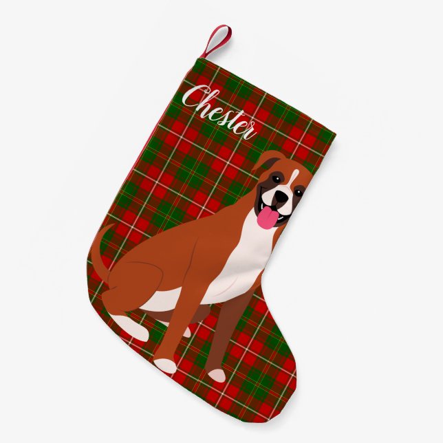 Petite Chaussette De Noël Chien de boîte Personnalisé (Devant (Accrochage))