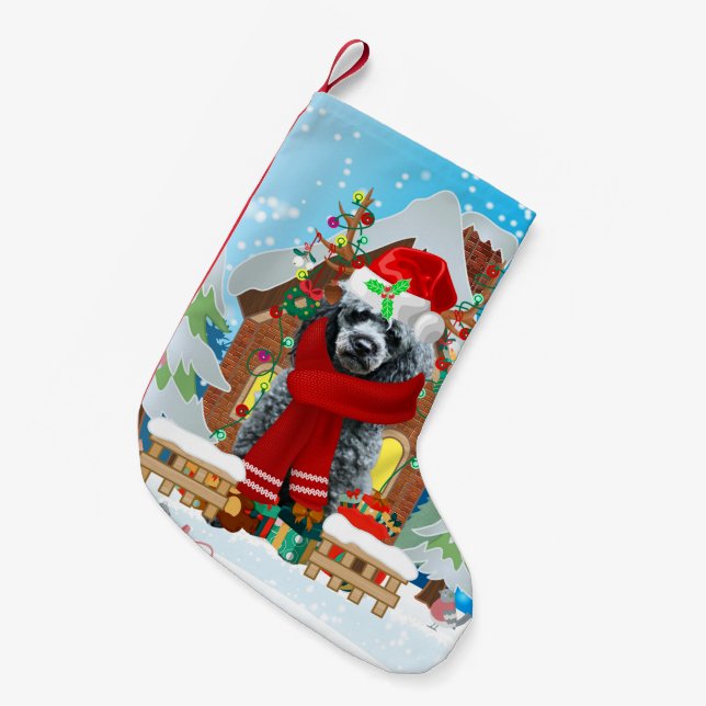 Petite Chaussette De Noël Chien de caniche avec cadeaux de Noël (Devant (Accrochage))