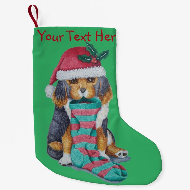 Petite Chaussette De Noël chien de chiot mignon habillé pour noël (Devant)
