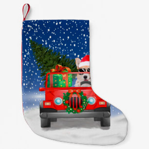 Petite Chaussette De Noël Chien de Corgi avec cadeaux de Noël