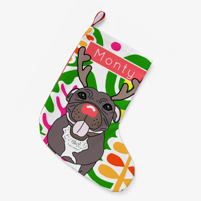Petite Chaussette De Noël Chien de garde de Noël du Staffordshire (Devant (Accrochage))