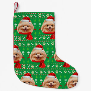 Petite Chaussette De Noël Chien de Poméranie Noël laid
