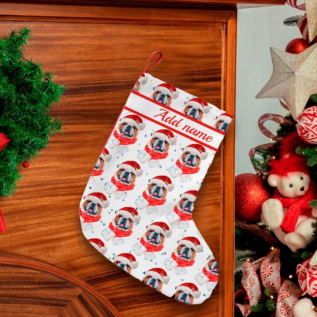 Petite Chaussette De Noël Chien de race anglaise Bulldog Noël (Créateur téléchargé)
