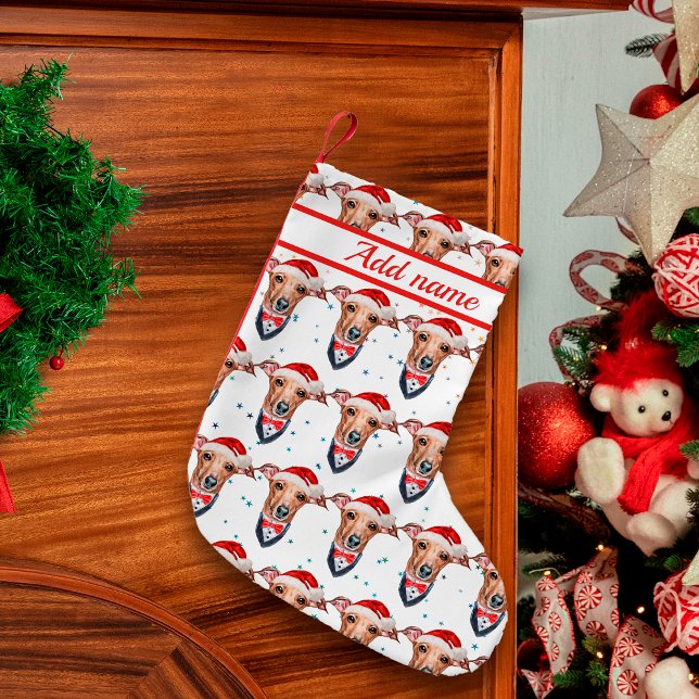 Petite Chaussette De Noël Chien de race italienne Greyhound Noël (Créateur téléchargé)