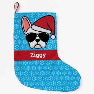 Petite Chaussette De Noël Chien de taureau blanc de Noël