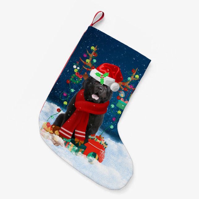 Petite Chaussette De Noël Chien de Terre-Neuve avec cadeaux de Noël (Devant (Accrochage))