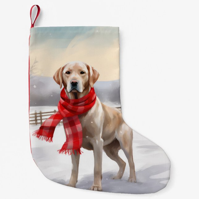 Petite Chaussette De Noël Chien du Labrador à Noël de neige (Devant)