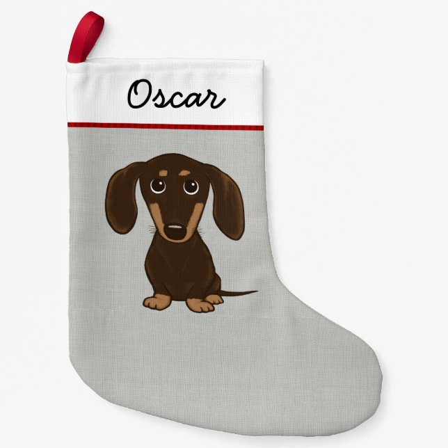 Petite Chaussette De Noël Chien mignon de bande dessinée de teckel de (Devant)