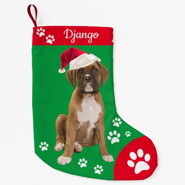 Petite Chaussette De Noël Chien Noël, Chien, Chiot De Boxe (Devant)