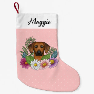 Petite Chaussette De Noël Chien Ridgeback Rhodésien Fleurs Sauvages Colorées