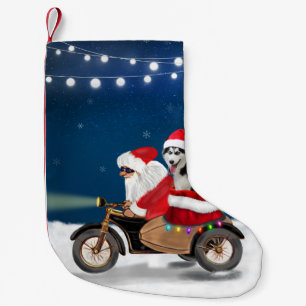 Petite Chaussette De Noël Chien sibérien Husky Noël Père Noël
