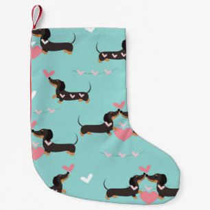 Petite Chaussette De Noël Chiens Dachshund dans l'amour et le coeur sans cou