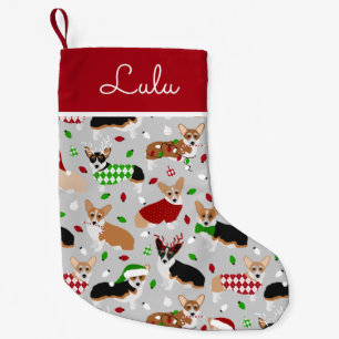 Petite Chaussette De Noël Chiens de Noël Corgi Nom personnalisé