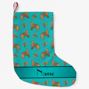 Petite Chaussette De Noël Chiens Otterhound turquoise de nom personnalisé