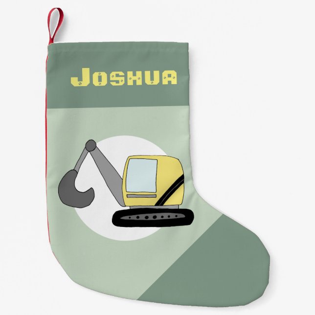 Petite Chaussette De Noël Chiffre de construction mignonne Doodé et nom (Devant)