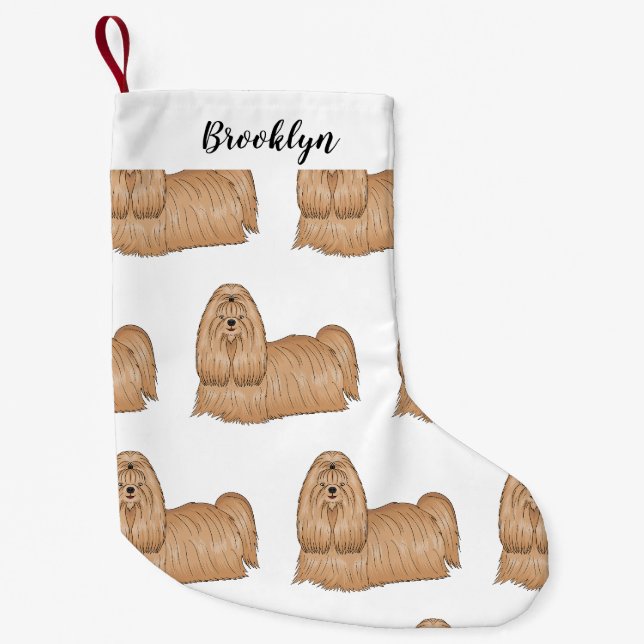 Petite Chaussette De Noël Chih tzu long cheveux dessin de chien (Devant)