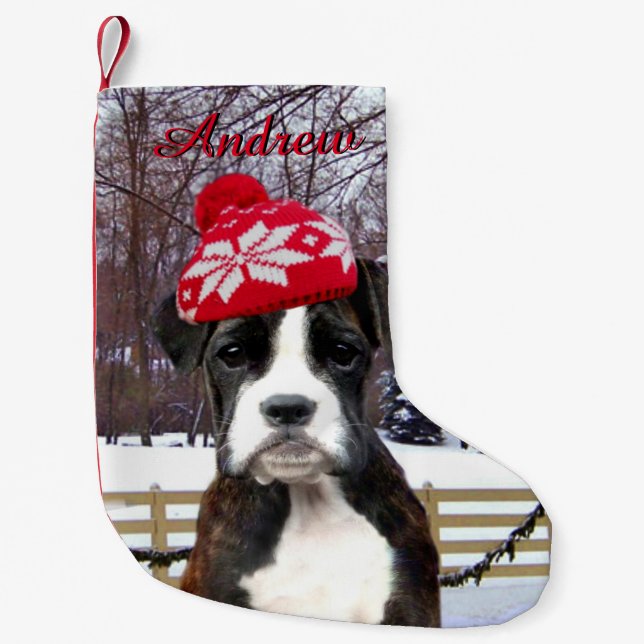 Petite Chaussette De Noël Chiot de boxeur de Noël (Devant)