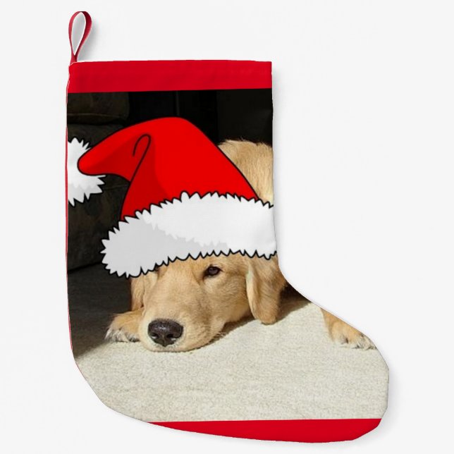 Petite Chaussette De Noël Chiot de Noël Golden Retriever (Devant)