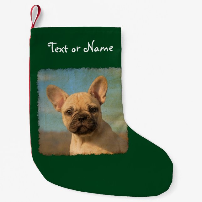 Petite Chaussette De Noël Chiot mignon de bouledogue français - Père Noël (Devant)