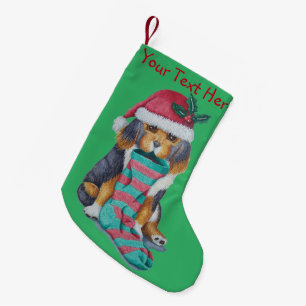 Petite Chaussette De Noël chiot noir et brun mignon avec bas noël de noël