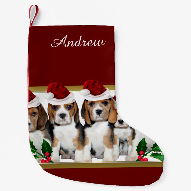 Petite Chaussette De Noël Chiots de beagle de Noël (Devant)