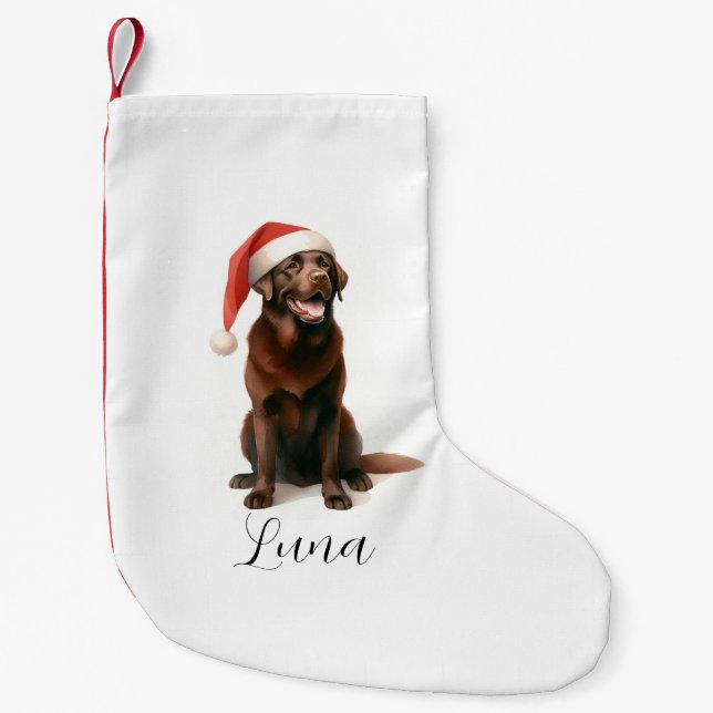 Petite Chaussette De Noël Chocolat de Noël Labrador Chien Casquette Stocker (Devant)