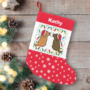 Petite Chaussette De Noël Chocolat Labrador et Fox Red Labrador Santas