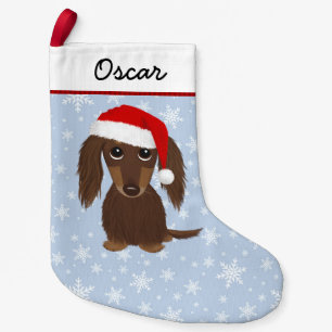 Petite Chaussette De Noël Chocolat Longhair Dachshund mignon chien Wiener