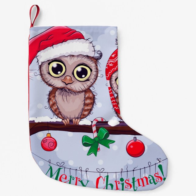 Petite Chaussette De Noël Chouette douce à Noël (Devant)