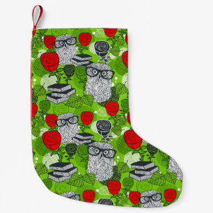 Petite Chaussette De Noël Chouette en roses rouges
