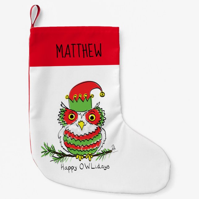 Petite Chaussette De Noël Chouette Noël Mignonne Vacances amusantes (Devant)