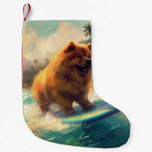 Petite Chaussette De Noël Chow Chow Beach Plage Surf Peinture