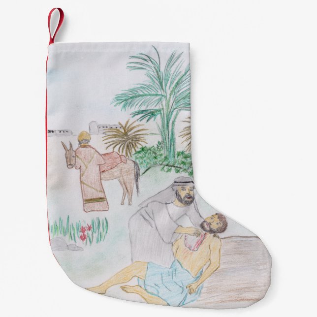Petite Chaussette De Noël Christian Artwork Le bon samaritain (Devant)