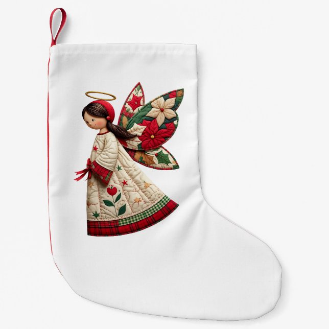 Petite Chaussette De Noël Christmas Angel with Holiday Flowers (Devant)