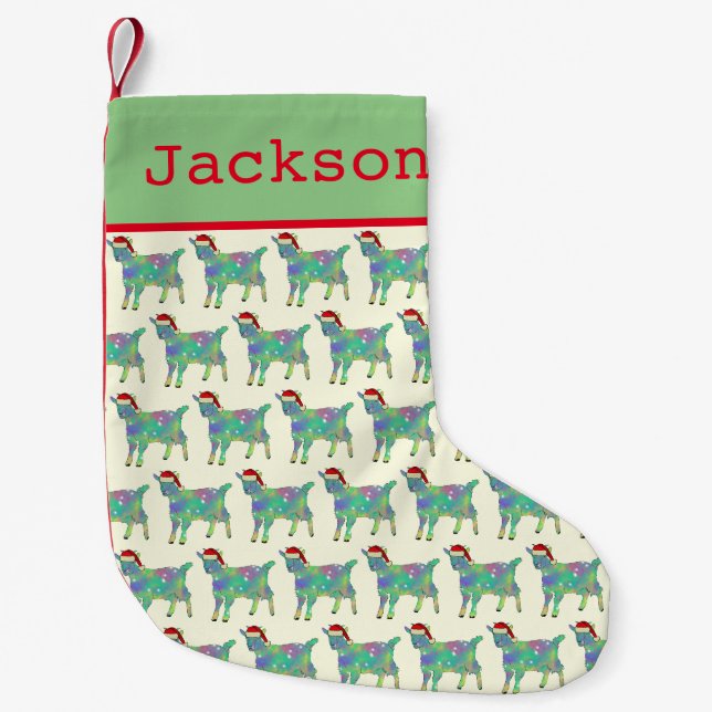 Petite Chaussette De Noël Christmas Goat Père Noël Personnalisé (Devant)