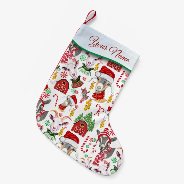 Petite Chaussette De Noël Christmas GOATS Candy et Jingle Bells (Devant (Accrochage))