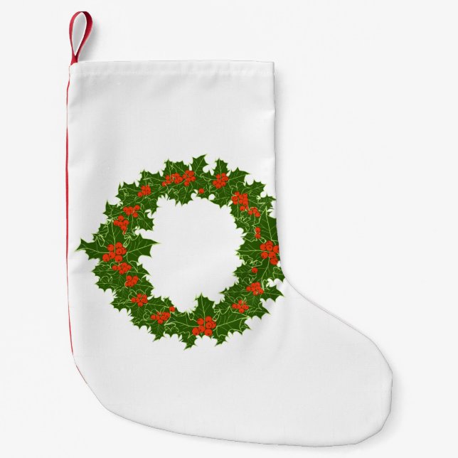 Petite Chaussette De Noël Christmas Holly Wreath (Devant)