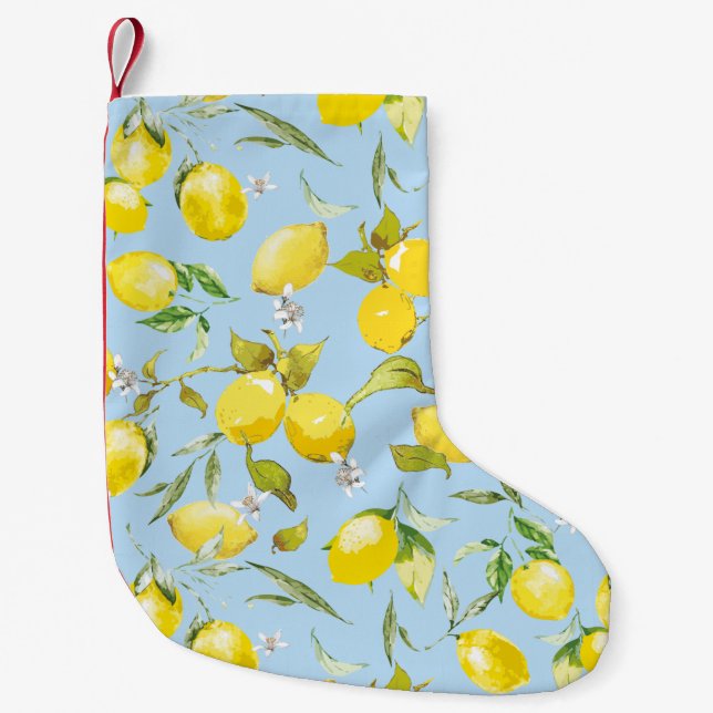 Petite Chaussette De Noël citrons aquarelle 4 (Devant)