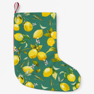 Petite Chaussette De Noël citrons d'aquarelle 6