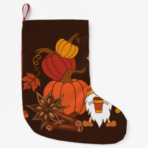 Petite Chaussette De Noël Citrouille, anis étoilé, bâtonnets de cannelle, fe