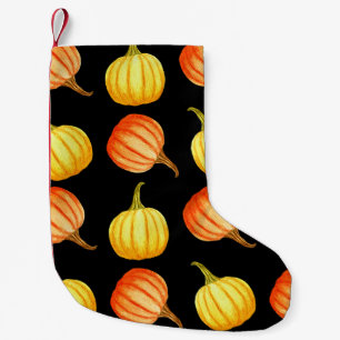 Petite Chaussette De Noël Citrouille orange : Motif d'aquarelle transparente