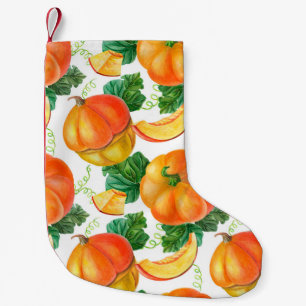 Petite Chaussette De Noël Citrouille orange sur arrière - plan blanc. Patte