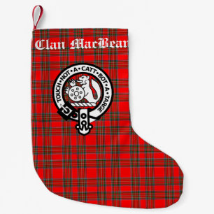 Petite Chaussette De Noël Clan MacBean Crest Badge & Tartan Personnalisé