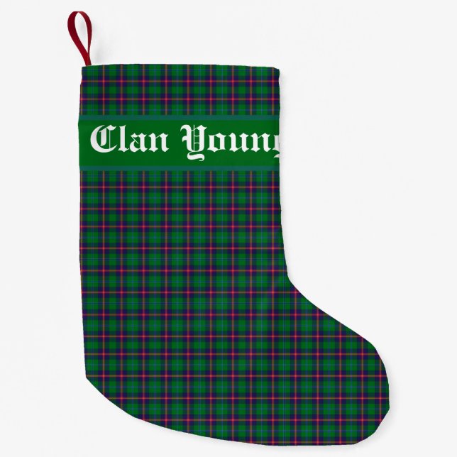 Petite Chaussette De Noël Clan Young Tartan Plaid Personnalisé (Devant)