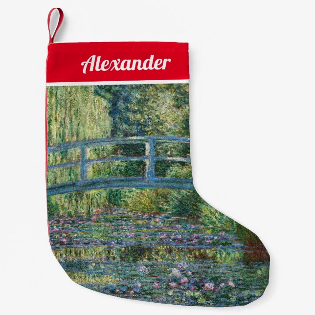 Petite Chaussette De Noël Claude Monet - Eau Lily étang, Harmonie verte (Devant)
