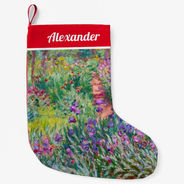 Petite Chaussette De Noël Claude Monet - Le jardin d'Iris à Giverny (Devant)