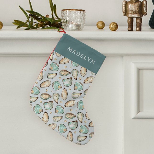 Petite Chaussette De Noël Coastal Oyster Personalized (Créateur téléchargé)