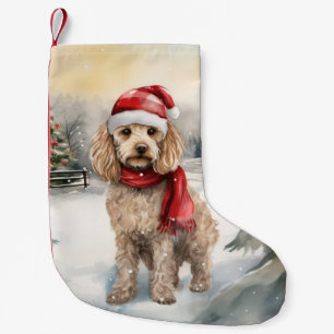 Petite Chaussette De Noël Cockapoo Dog in Snow Christmas