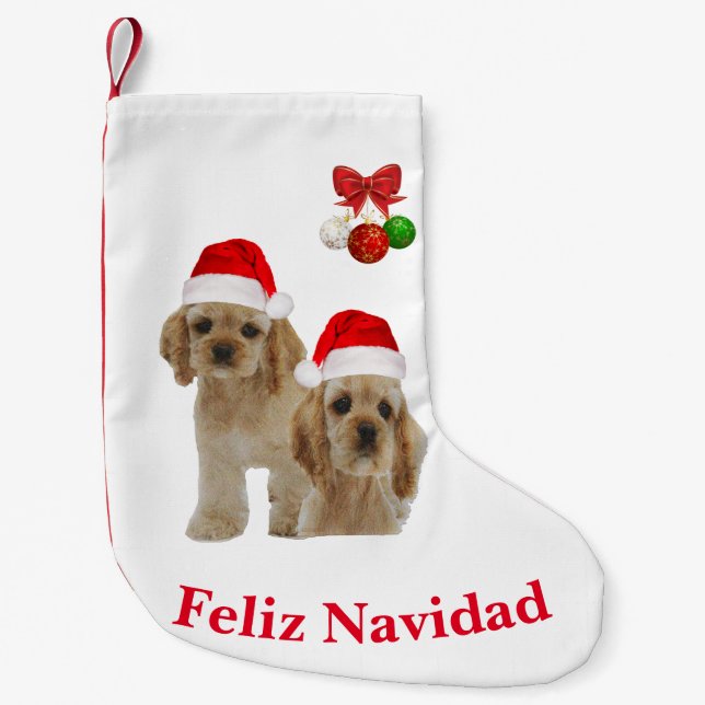 Petite Chaussette De Noël Cocker spaniel Feliz Navidad Christmas Stocking (Devant)