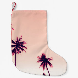 Petite Chaussette De Noël Cocotiers de palmiers tropicaux au coucher du sole